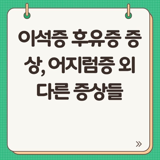 이석증 후유증 증상, 어지럼증 외 다른 증상들