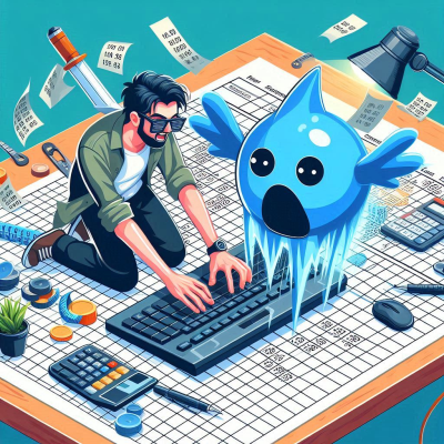 대형 스프레드시트를 분석 중인 두 남성과 체크 표시 화면