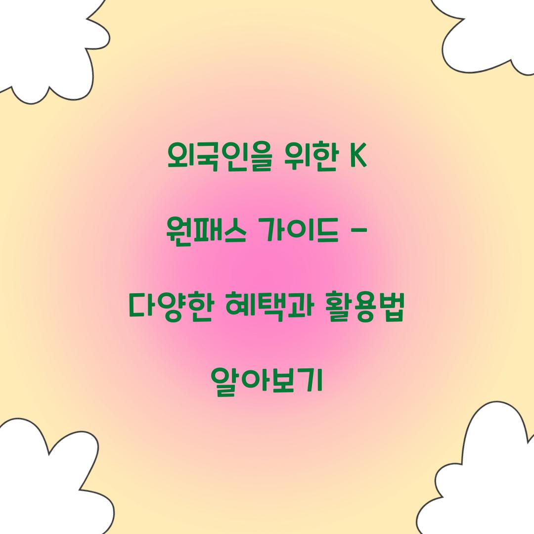 외국인을 위한 K 원패스 가이드