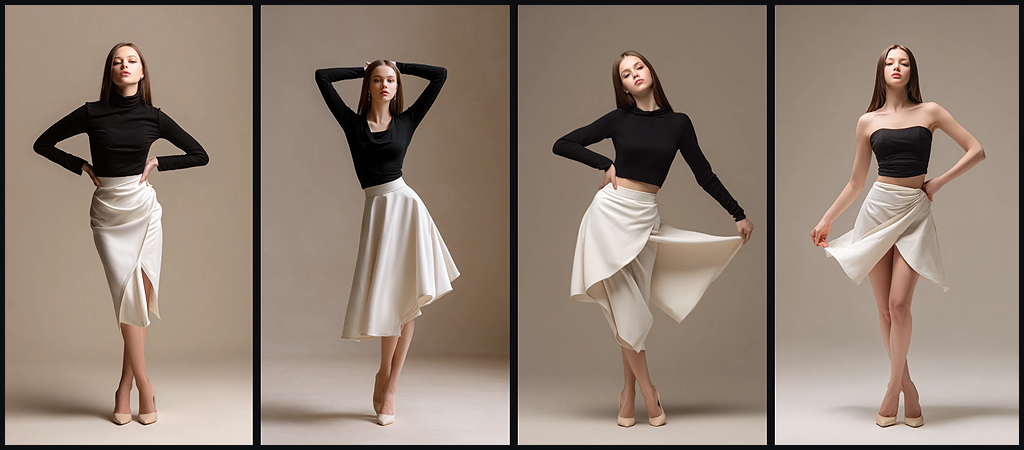 인물 포즈, 하이패션 화보 같은 분위기를 연출하는 과장되고 스타일리시한 포즈의 20대 러시아 여성 모델 전신 이미지_Midjourney