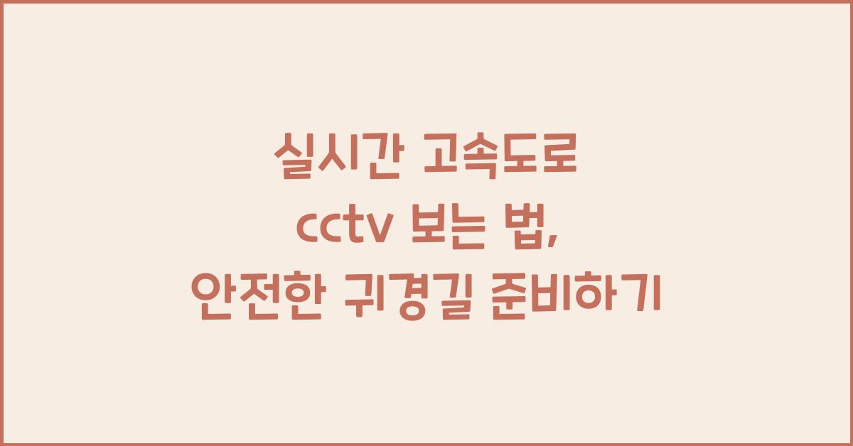 실시간 고속도로 cctv 보는 법