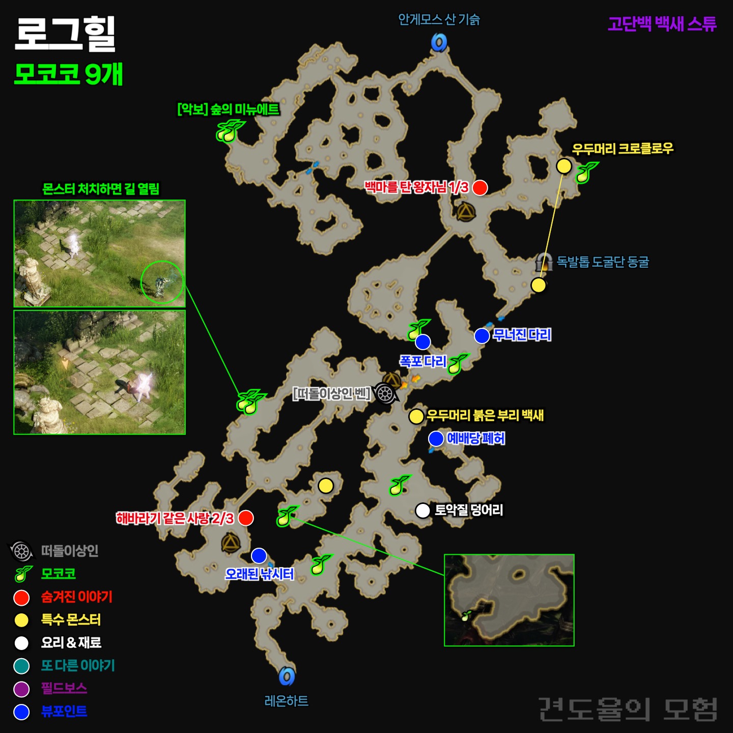 아르테미스 로그힐에는 9개의 모코코가 위치해 있습니다.