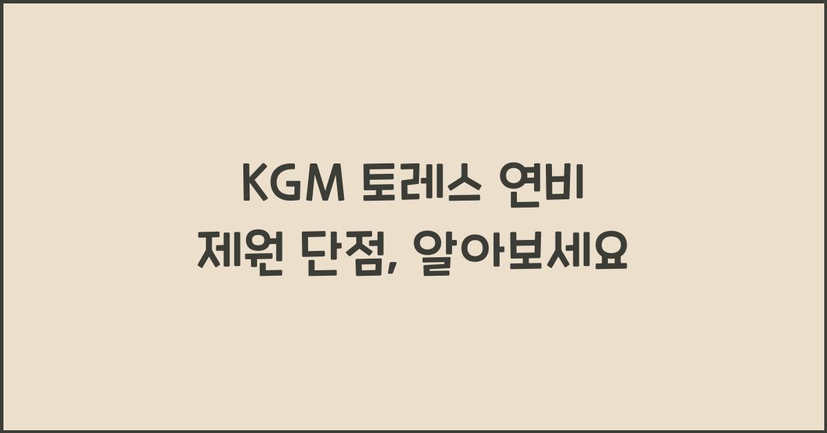 KGM 토레스 연비 제원 단점