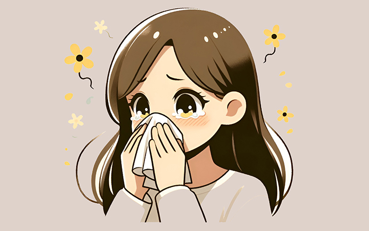 알레르기-증상을-보이는-여성