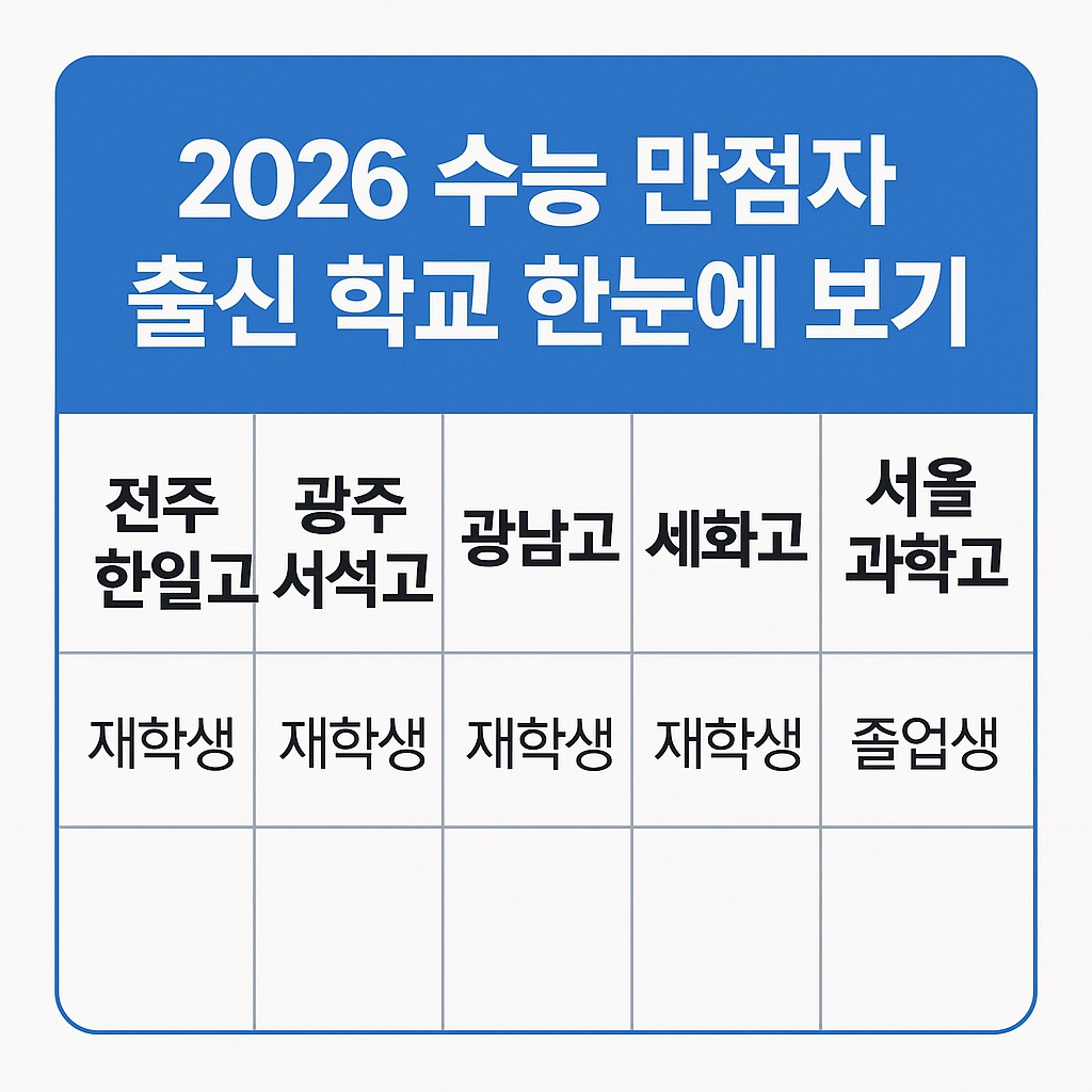 수능 만점자 출신학교 안내