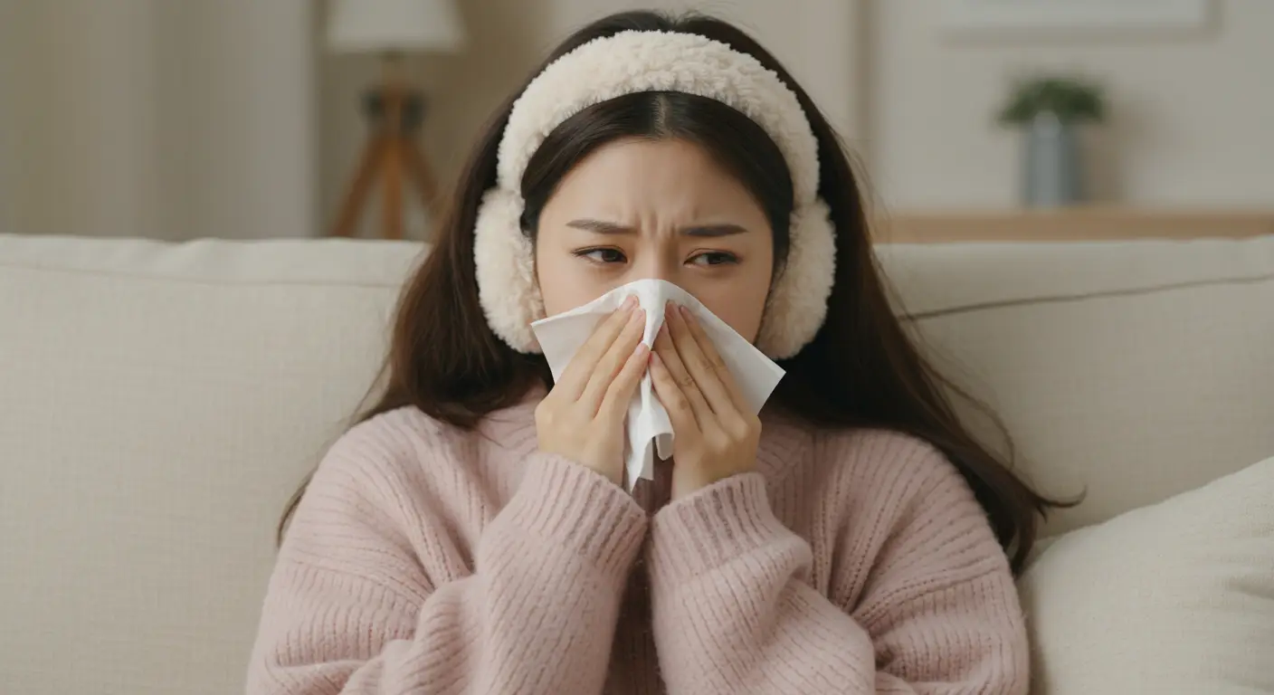 감기에 걸린 여성