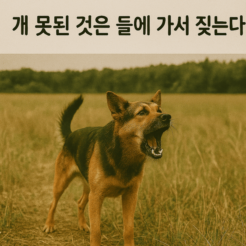 개 못된 것은 들에 가서 짖는다