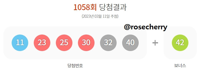 1058회차-로또당첨결과-1등번호