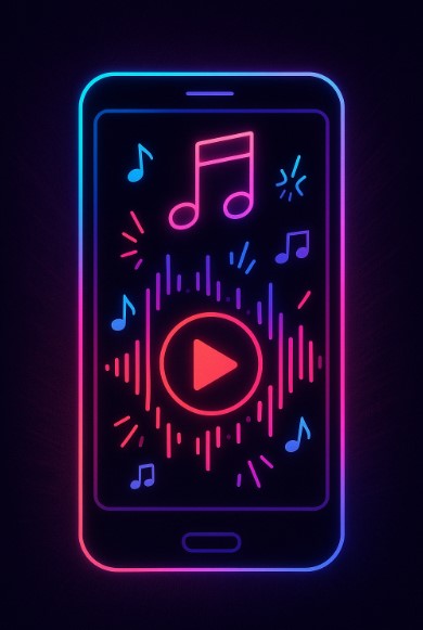 트렌디하고 네온 스타일의 쇼츠 음악 느낌의 이미지
