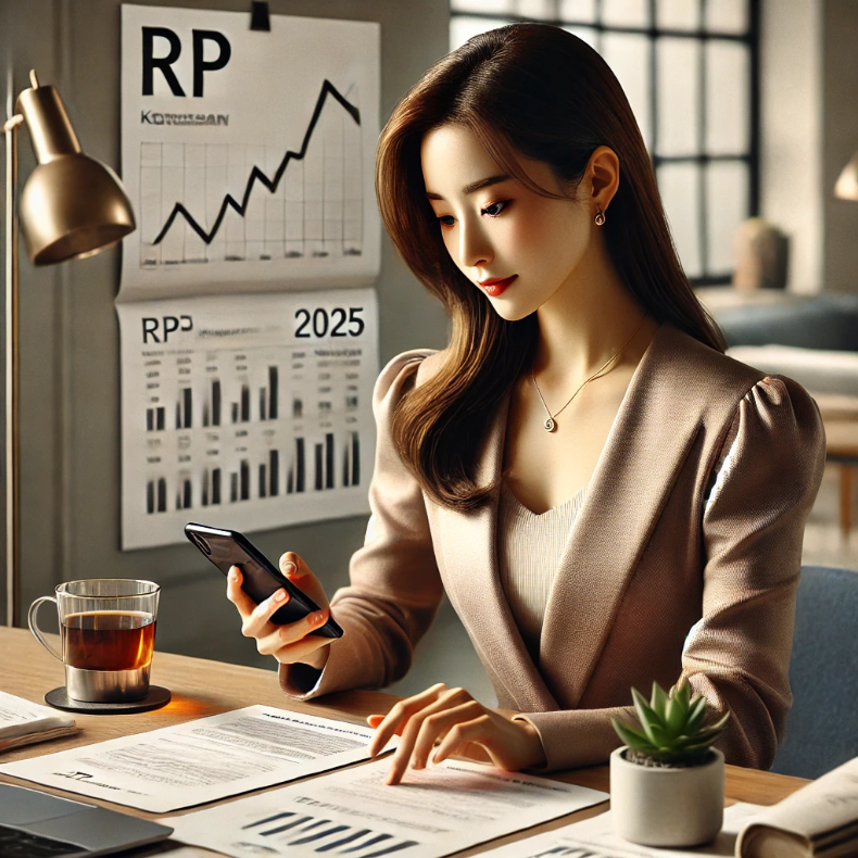 rp통장으로 재테크하는 30대 여성 이미지