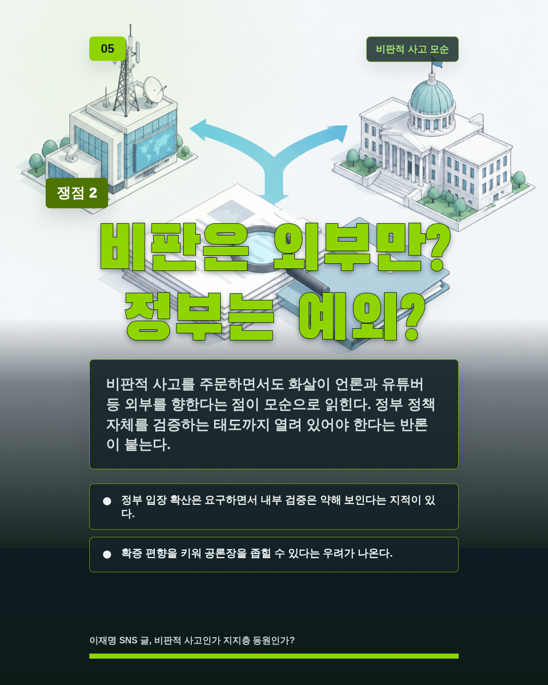 비판은 외부만? 정부는 예외?