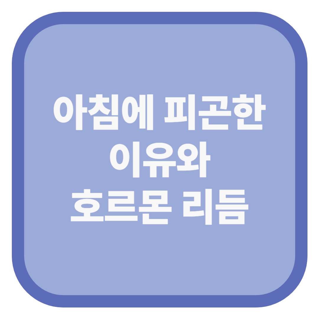 아침에 피곤한 이유와 호르몬 리듬