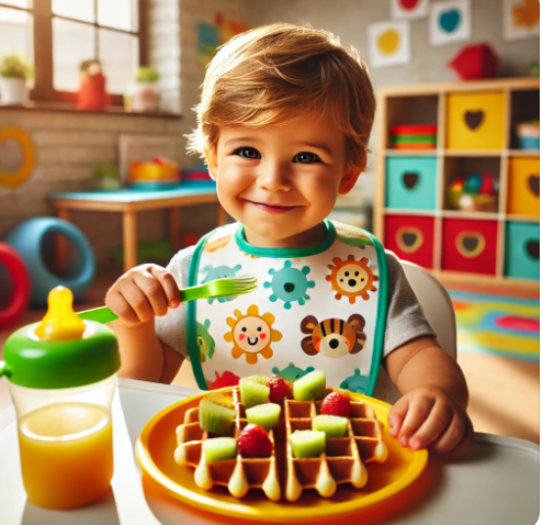 유아 아침 먹는 사진