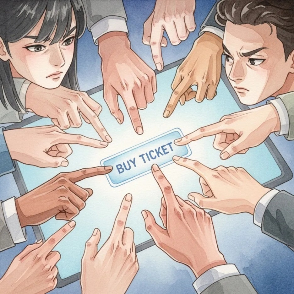 티켓 예매를 준비하는 진지한 모습