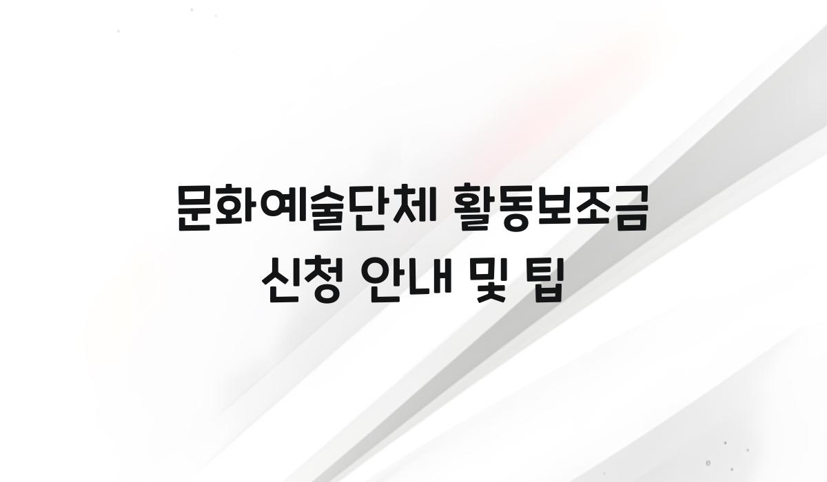 문화예술단체 활동보조금
