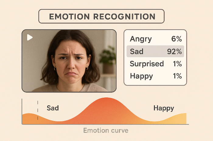 AI가 감정을 분석하는 시각화 장면