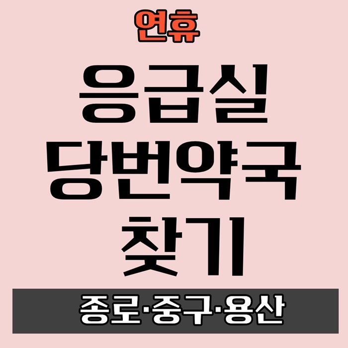 종로·중구·용산 설 연휴 휴일 명절 응급실·약국 찾기