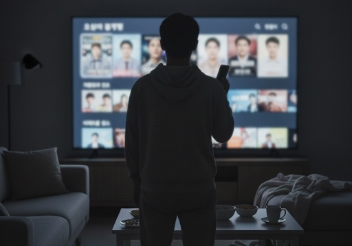 드라마를 보다 중간에 멈춘 조용한 밤의 일상