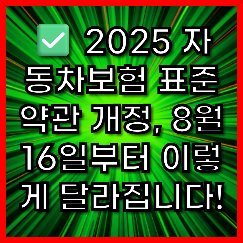 ✅ 2025 자동차보험 표준약관 개정, 8월 16일부터 이렇게 달라집니다!