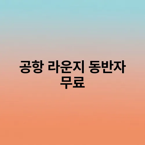 공항 라운지 동반자 무료