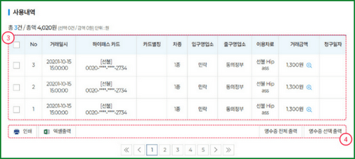 하이패스 사용 내역 조회