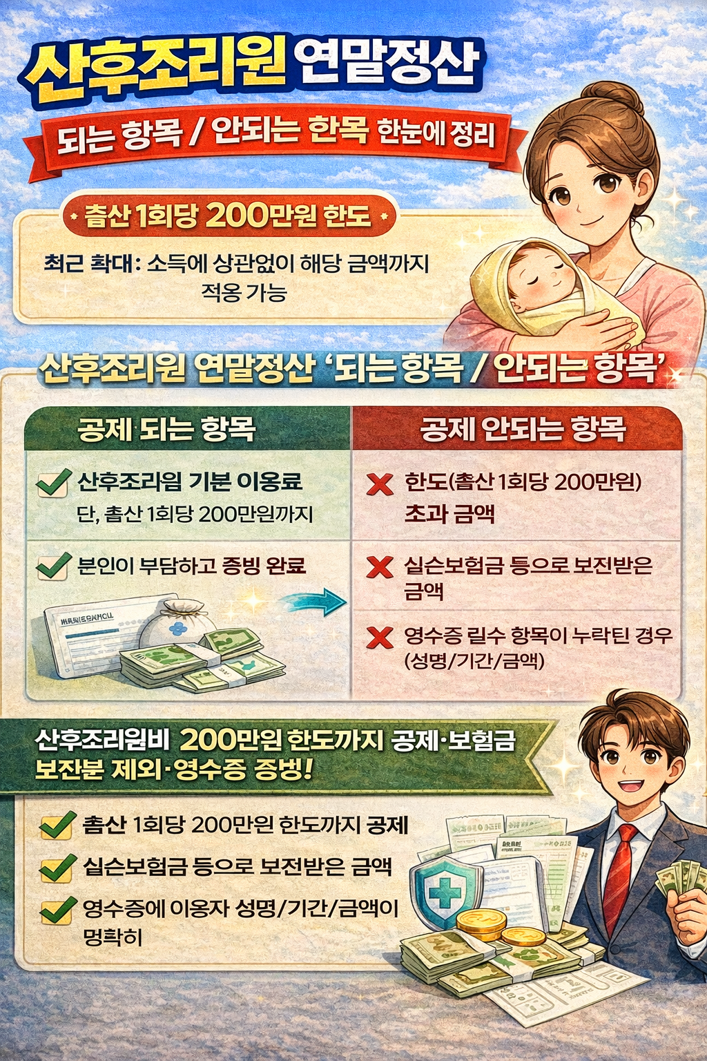 산후조리원 연말정산 되는 항목안되는 항목