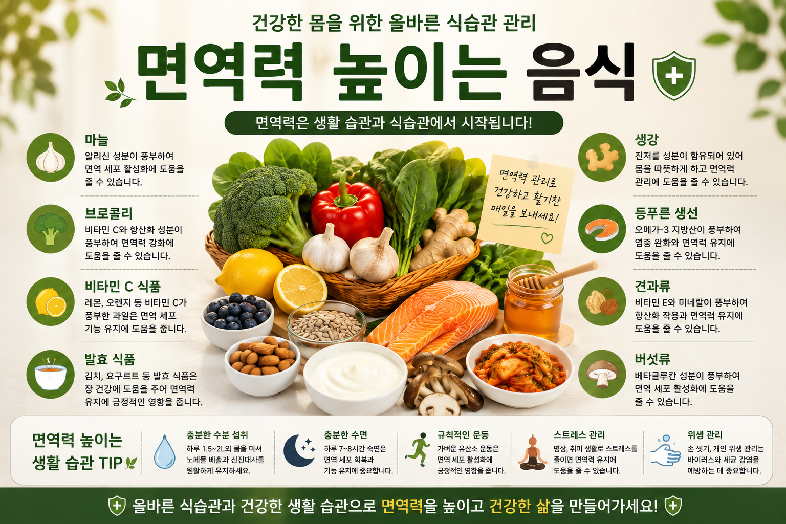 면역력 높이는 건강한 식습관 요약 정리 이미지
