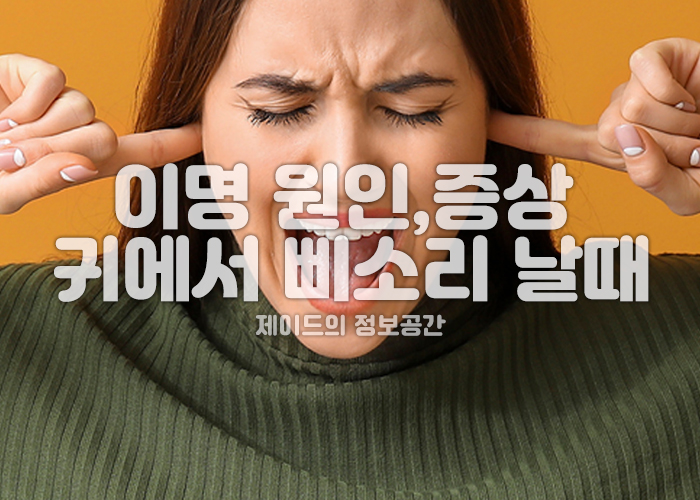 이명 증상으로 괴로워하고 있는 여성 이미지