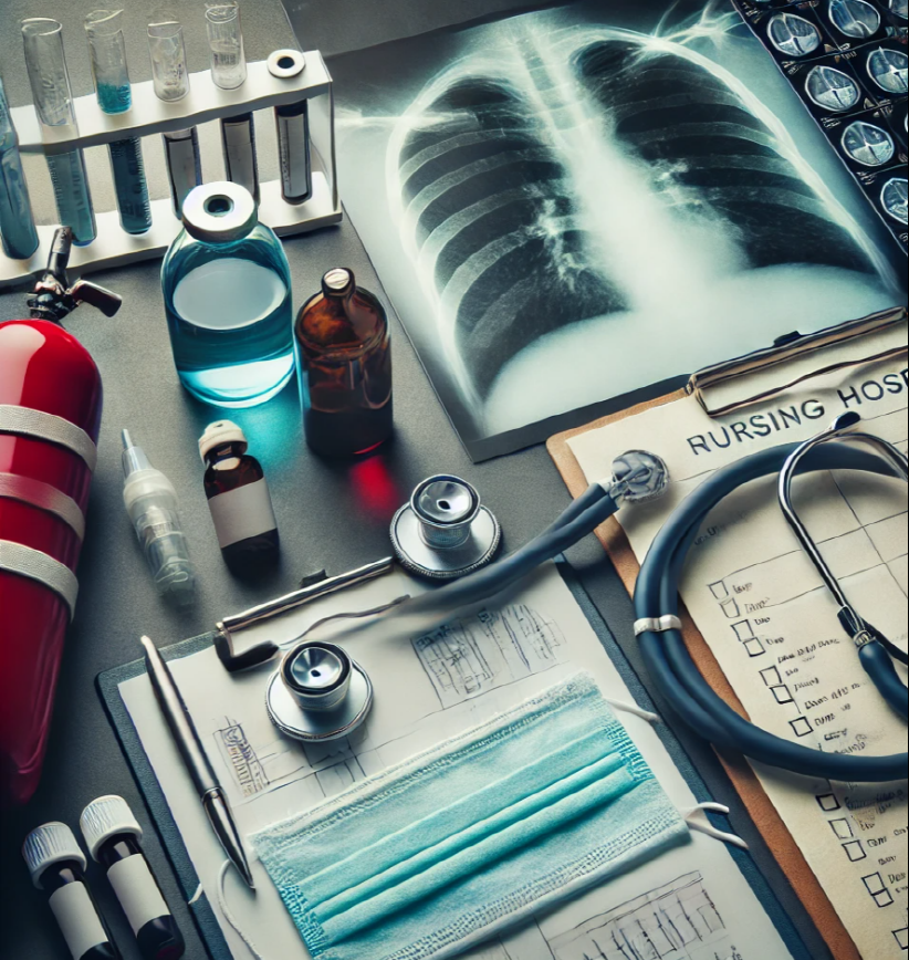 환자의 폐렴 치료를 위한 프로세스 단계에 관련된 사진