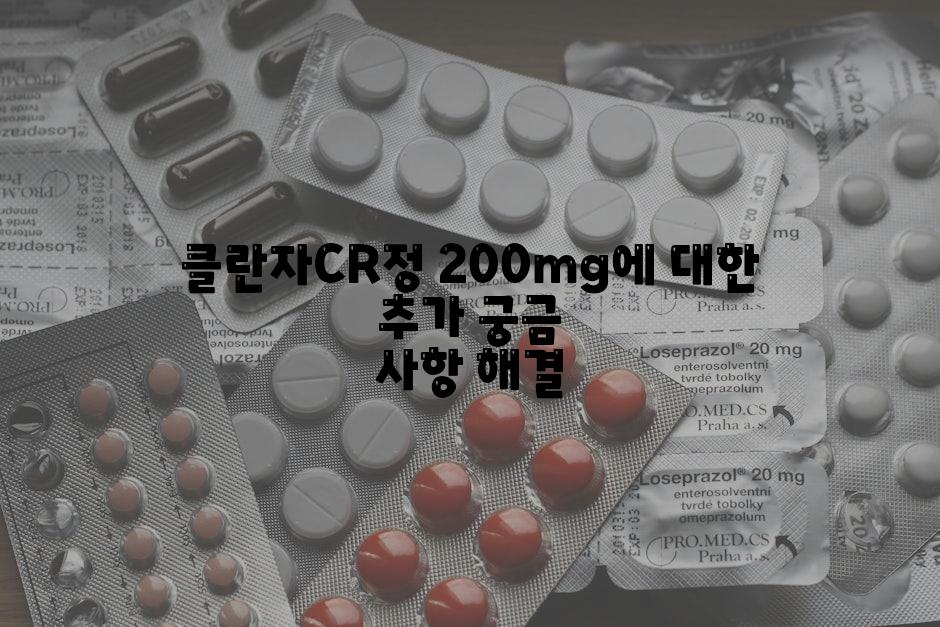클란자CR정 200mg에 대한 추가 궁금 사항 해결