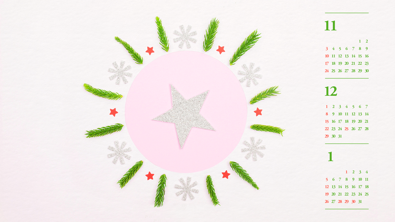 08 은색 별장식 B - 2024년12월 노트북배경화면