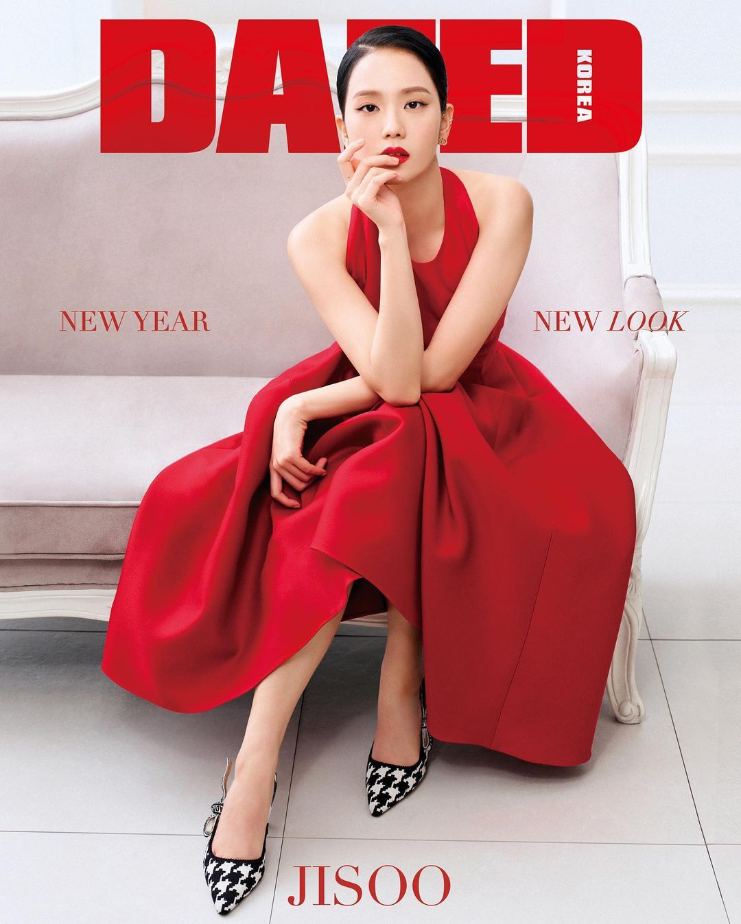 블랙핑크 지수 dazedkorea 화보, 강렬한 레드 드레스