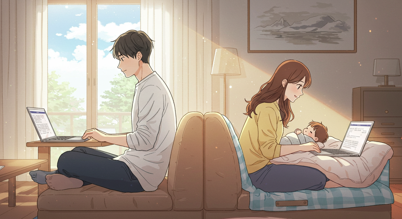 돌봄 역할을 함께 나누는 가족 모습