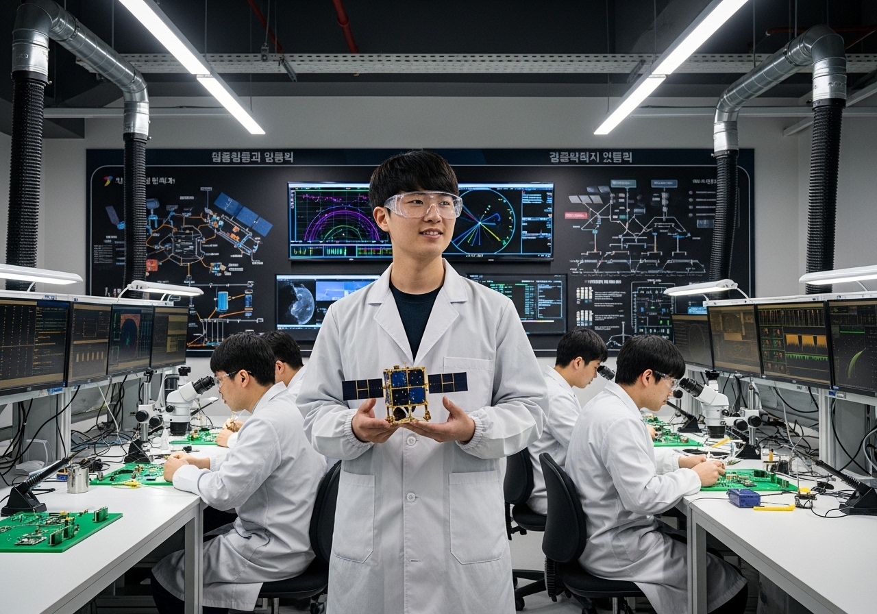 small CubeSat satellite the size of a smartphone in their hands