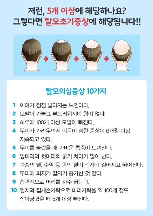 탈모 초기증상 체크리스트 (자가진단 방법)