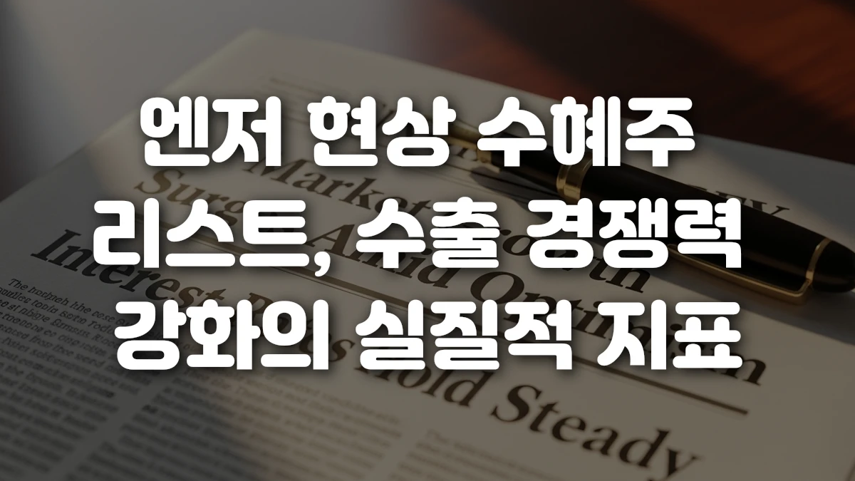 엔저 현상 수혜주 리스트 수출 경쟁력 강화의 실질적 지표