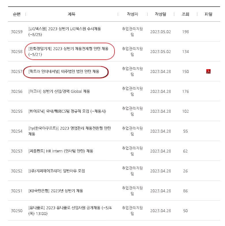 대학 채용 정보