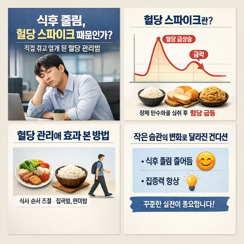 식후 졸림 원인, 혈당 스파이크 때문이었나?직접 겪고 알게 된 혈당 관리 방법
