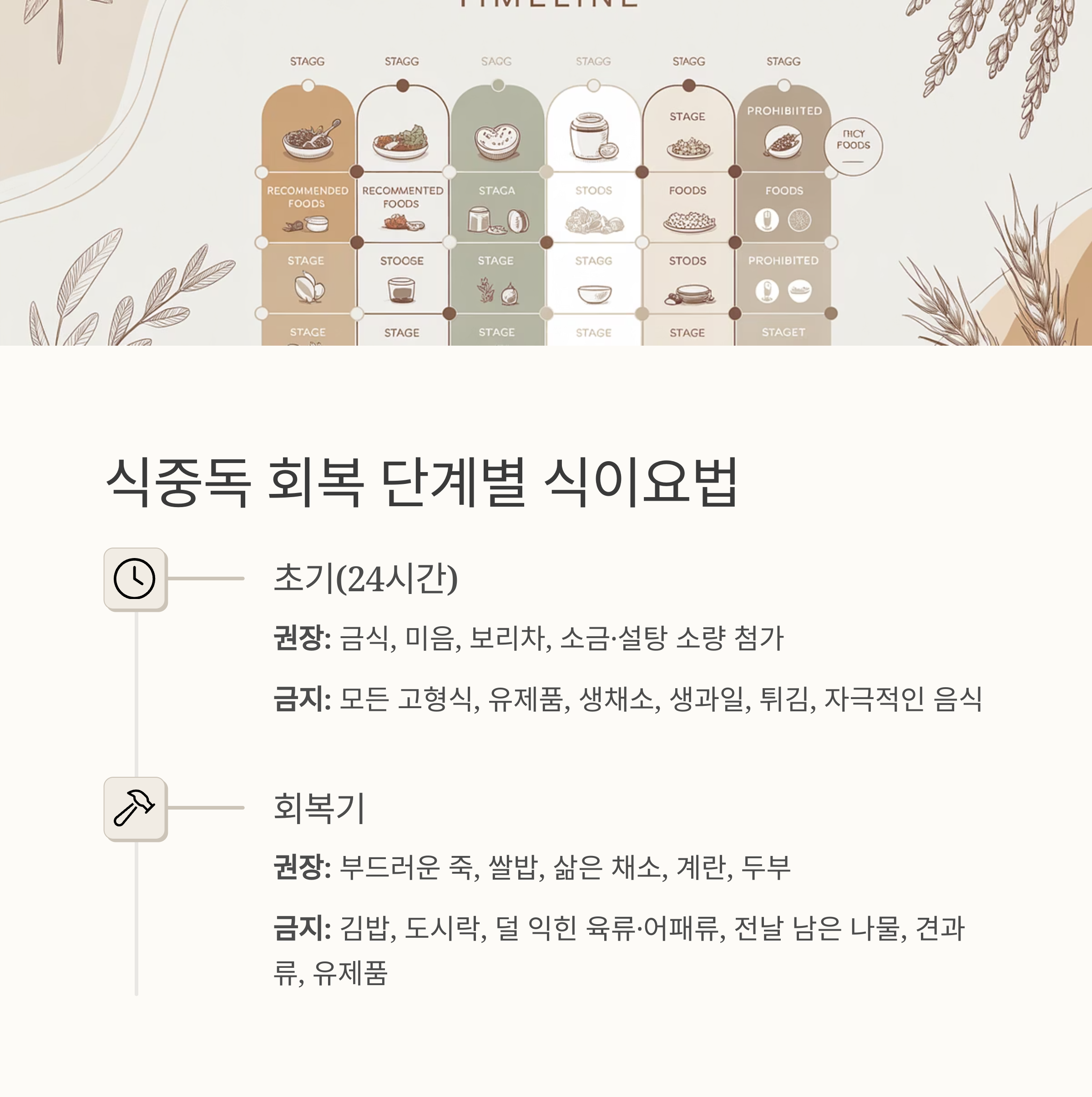 단계별 권장&middot;금지 음식 정리