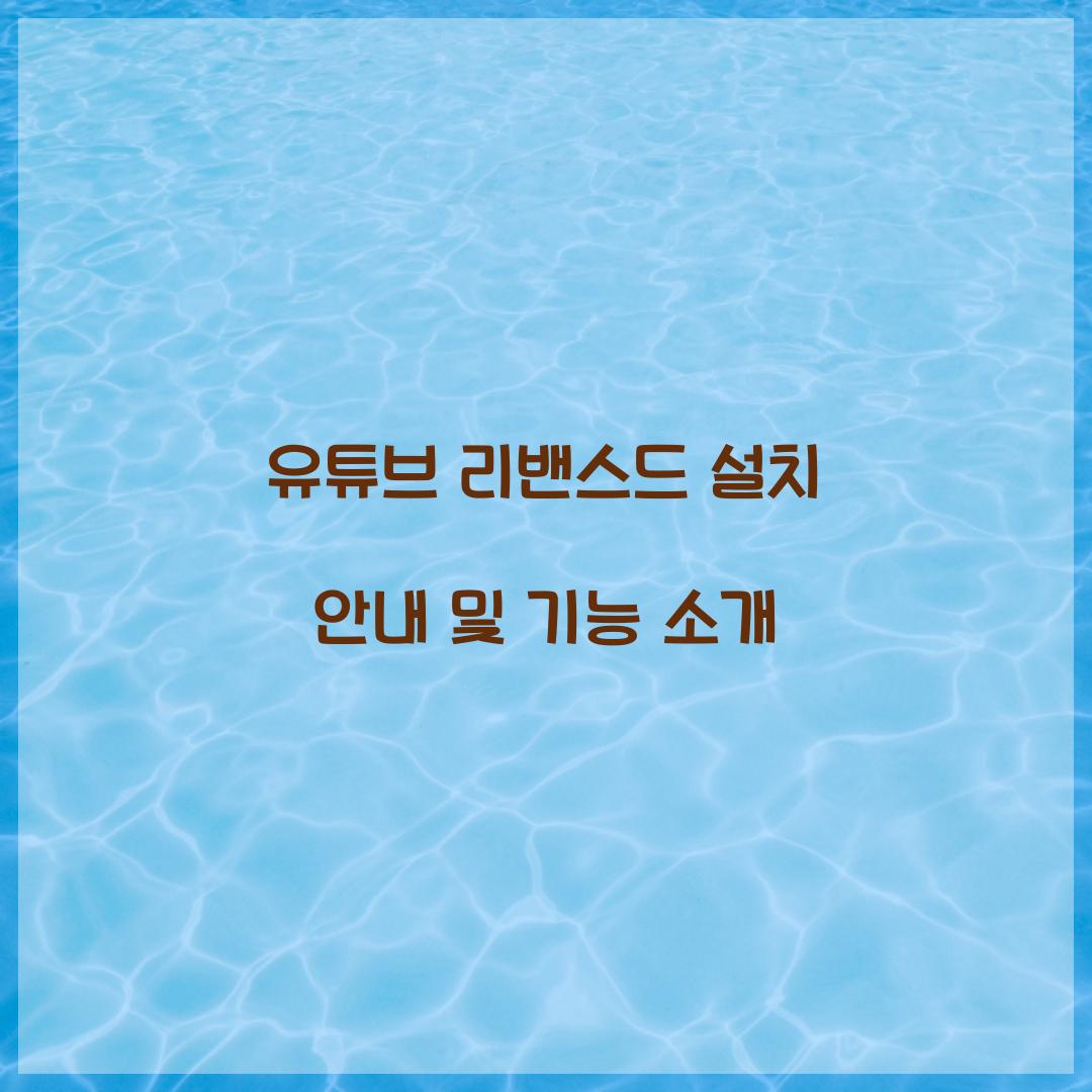 유튜브 리밴스드 설치