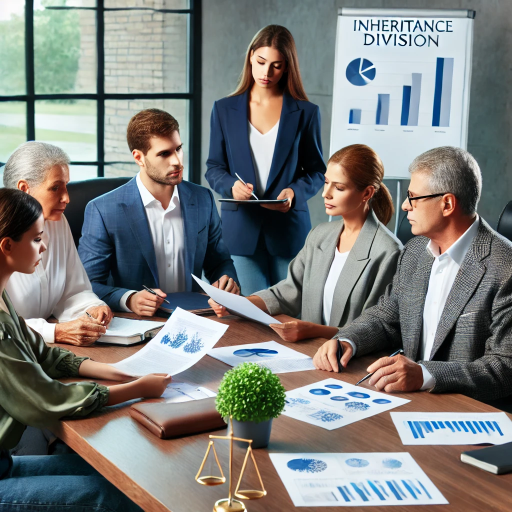 상속 재산 분할을 위해 합의를 진행하고 있는 모습