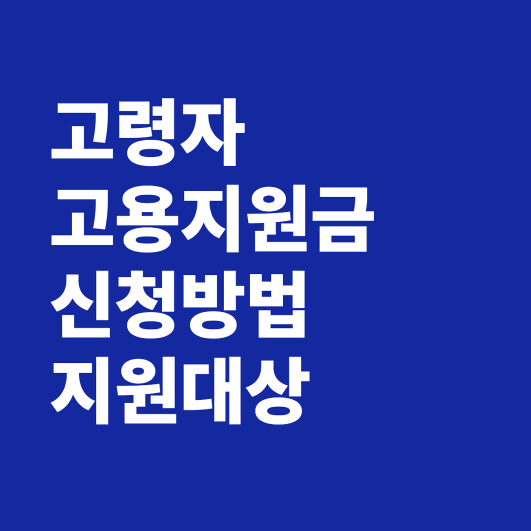 고령자 고용지원금 신청방법 지원대상