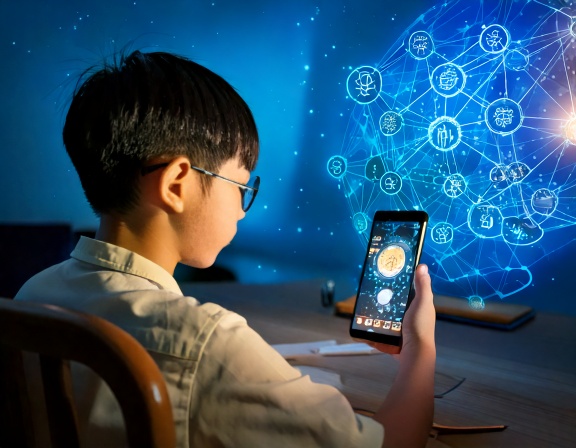 스마트폰을 하는 초등학생
