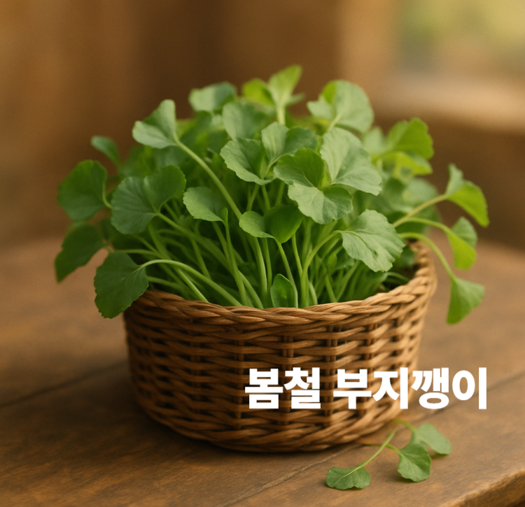 부드러운 연녹색 잎과 줄기 노화방지 염증개선 봄철 부지깽이 효능 영양성분