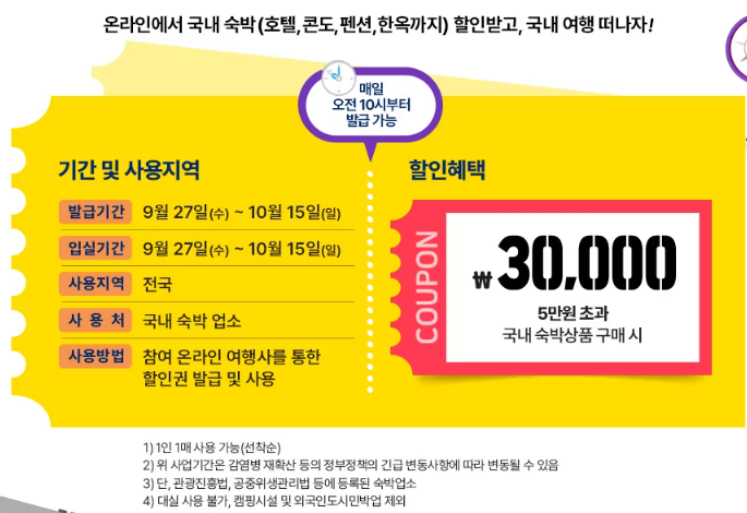 추석 숙박 할인 쿠폰 발급 방법