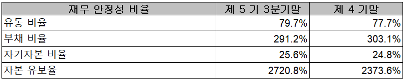 효성첨단소재 - 재무 안정성 비율