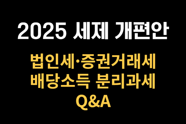 2025 세제 개편안 총정리