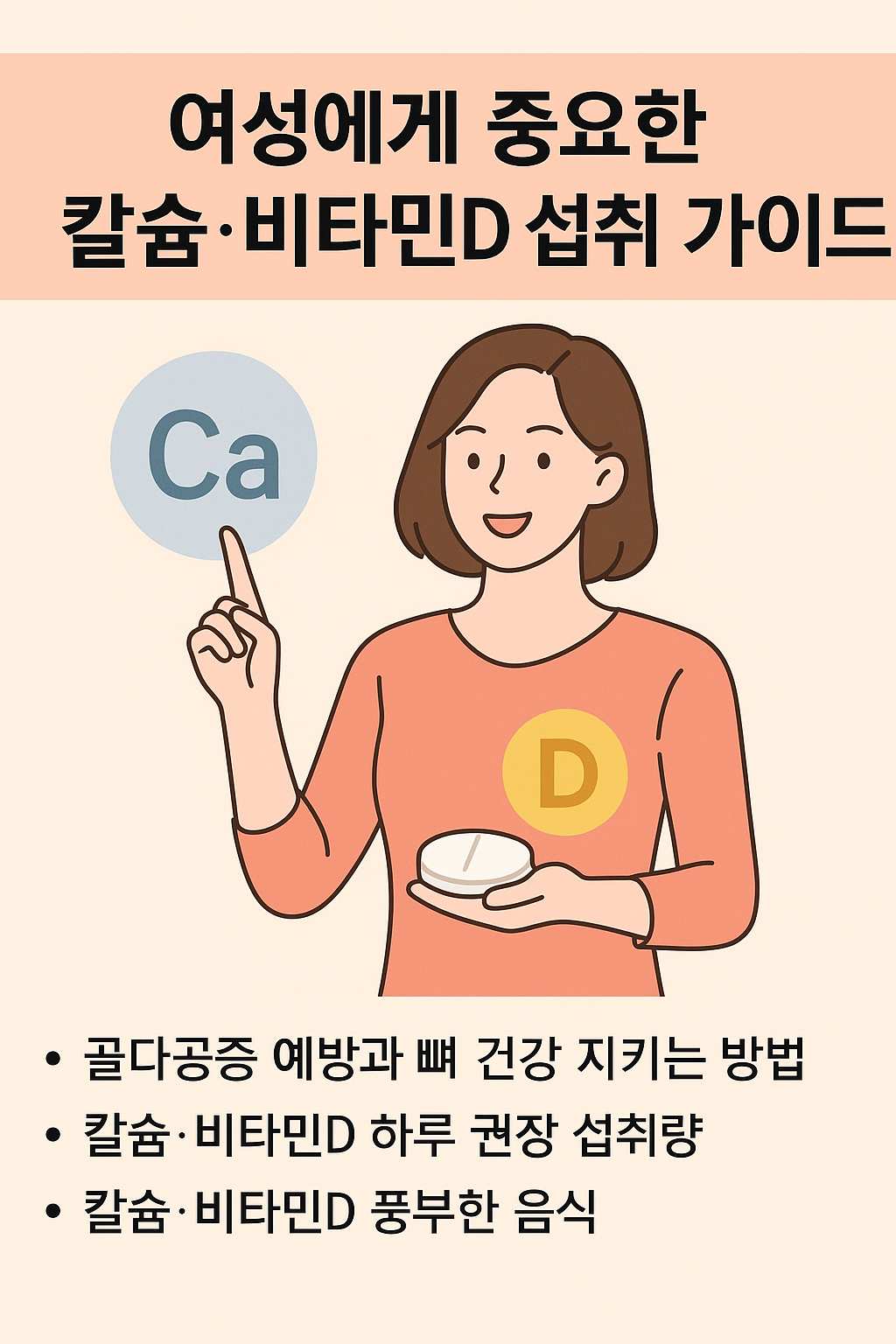 여성 건강을 위한 칼슘·비타민D 섭취 가이드 ❘ 골다공증 예방과 뼈 건강 지키는 방법