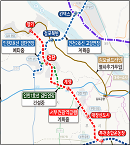 서부권광역급행철도 노선도.
서부광역급행철도
서부광역급행철도 예타 통과
김포골드라인
서부광역급행철도 내용 요약