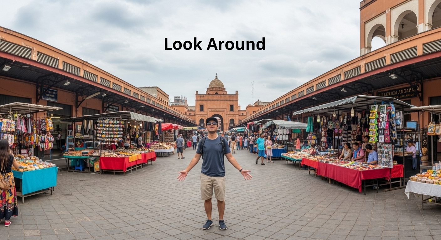 look around의 의미를 나타내는 이미지